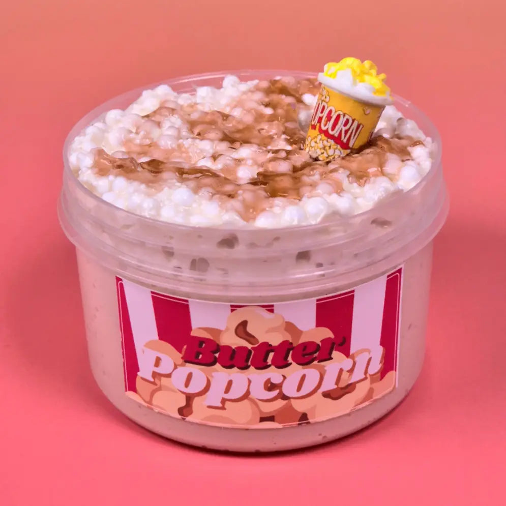 Buttered Popcorn - White Glue Floam + Microfloam Slime Strawberry Slime