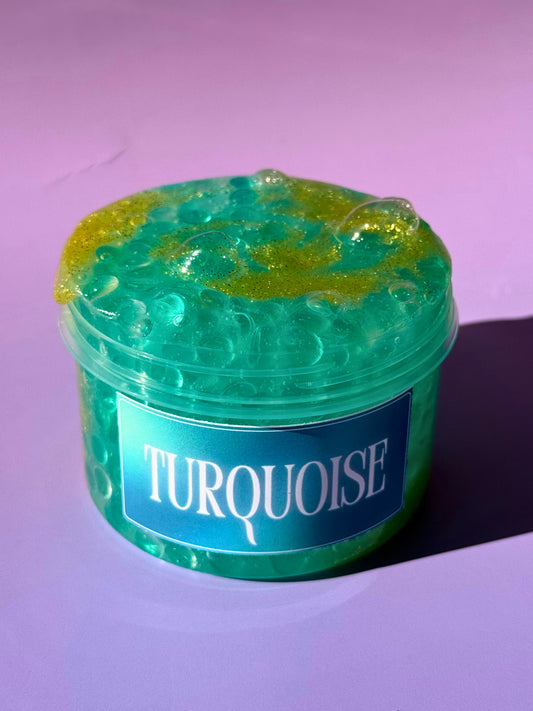 Turquoise - Fishbowl Beads Slime - Clear Slime mit Kunststoff Perlen