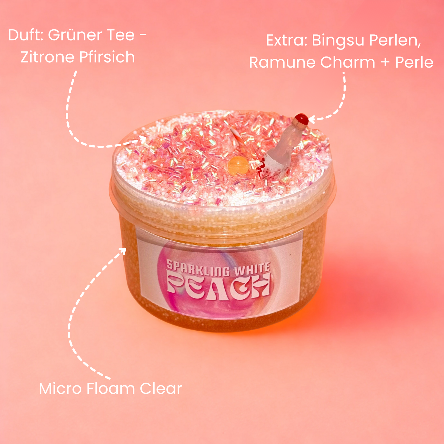 Sparkling White Peach - Clear Microfloam Slime