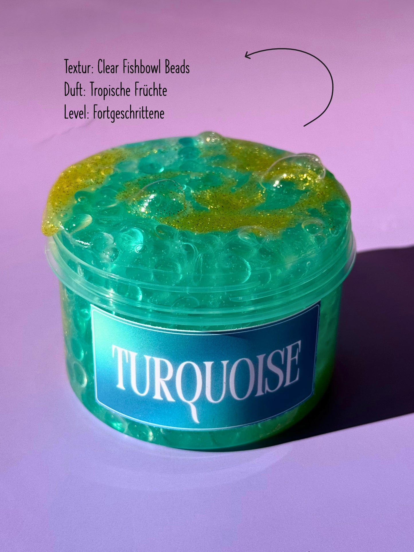 Turquoise - Fishbowl Beads Slime - Clear Slime mit Kunststoff Perlen