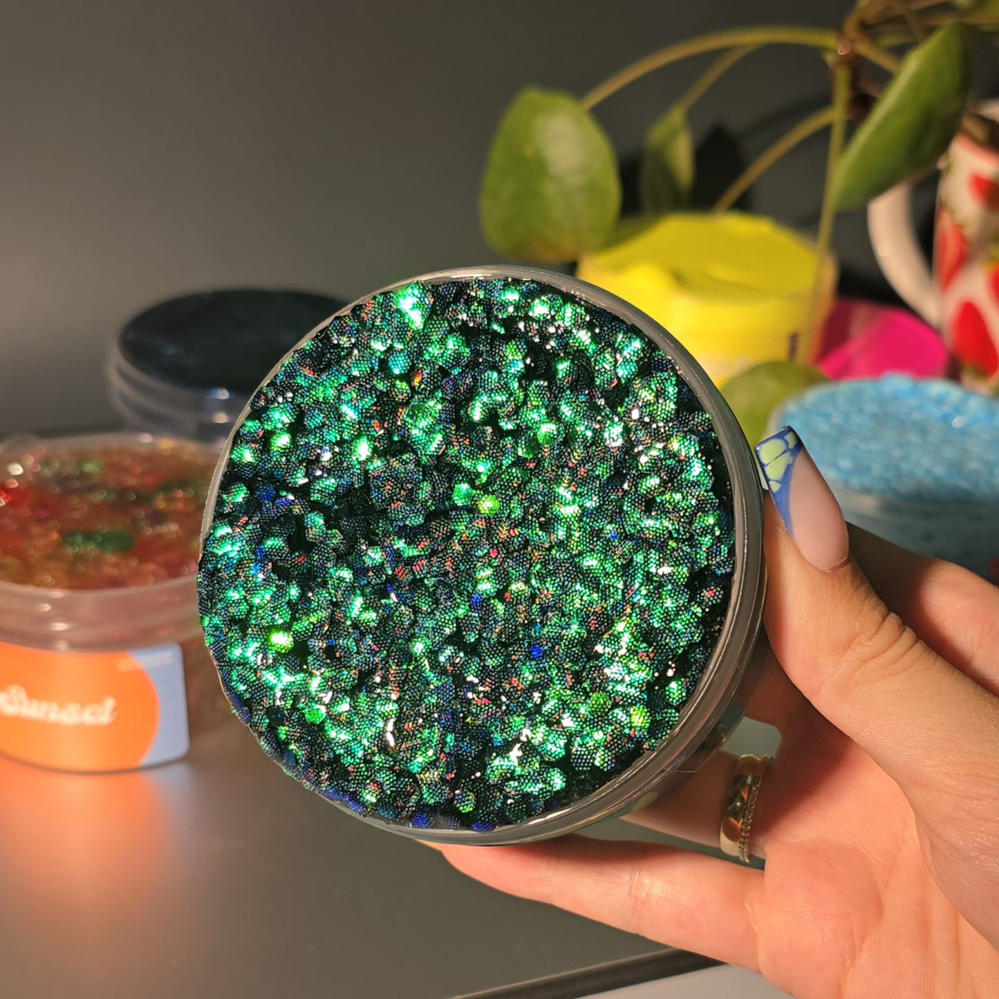 Peacock Green - Sequin Crunchbomb Slime