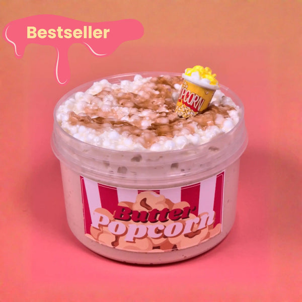 Buttered Popcorn - White Glue Floam + Microfloam Slime Strawberry Slime